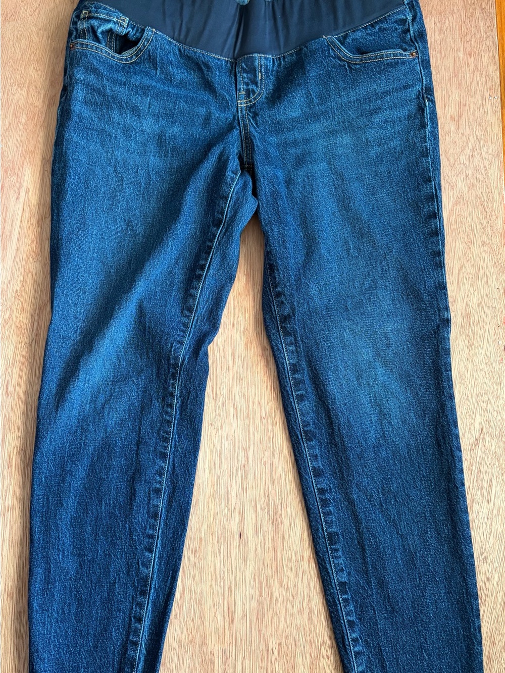Old Navy Front Low Panel Skinny Maternity Jeans Raw Hem Blue
